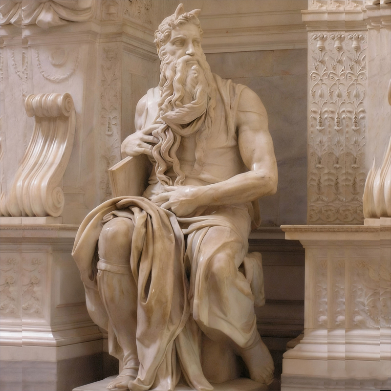 Klasická mramorová ľudská socha Sediaca socha
