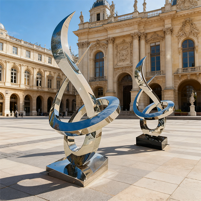 Modrá a strieborná elegantná kovová plastika
